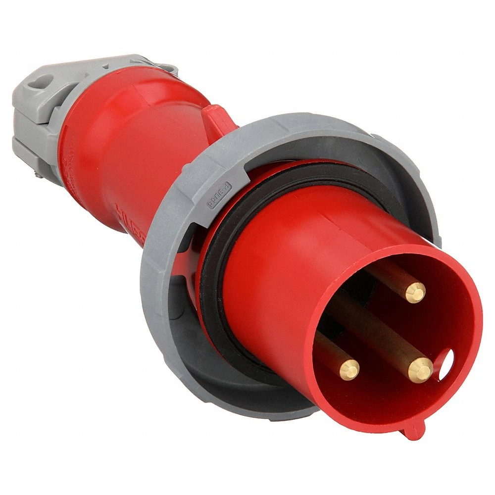 HUBBELL WIRING DEVICE-KELLEMS HBL360P7W Iec Pin And Sleeve Plug, Male, 60 A, 480 VAC, 2 Pole, Red | AB3TPG 1VCL7