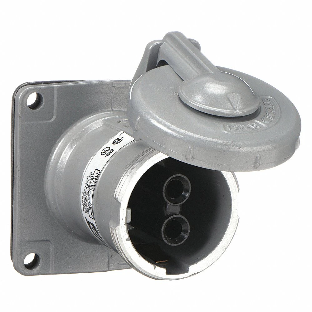 HUBBELL WIRING DEVICE-KELLEMS HBL360RS1W Pin And Sleeve Receptacle, Female, 60 A, 600 VAC, 2 Pole | AD9JXP 4TAD5