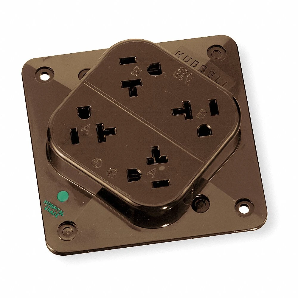 HUBBELL WIRING DEVICE-KELLEMS HBL420H Receptacle, 4-Plex, 2-Pole, 3-Wire Grounding, 20A, 125V, Brown | AE7ZGB 6C566
