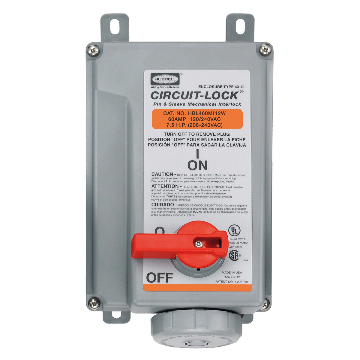 HUBBELL WIRING DEVICE-KELLEMS HBL460MI12W
