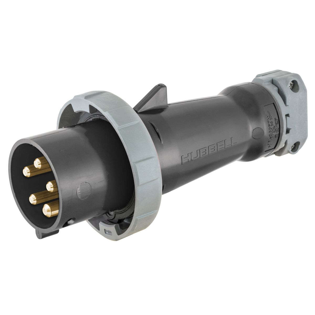 HUBBELL WIRING DEVICE-KELLEMS HBL5100P5W Iec Pin And Sleeve Plug, Male, 100A, 347 - 600 VAC, Black | AB3TPV 1VCP1
