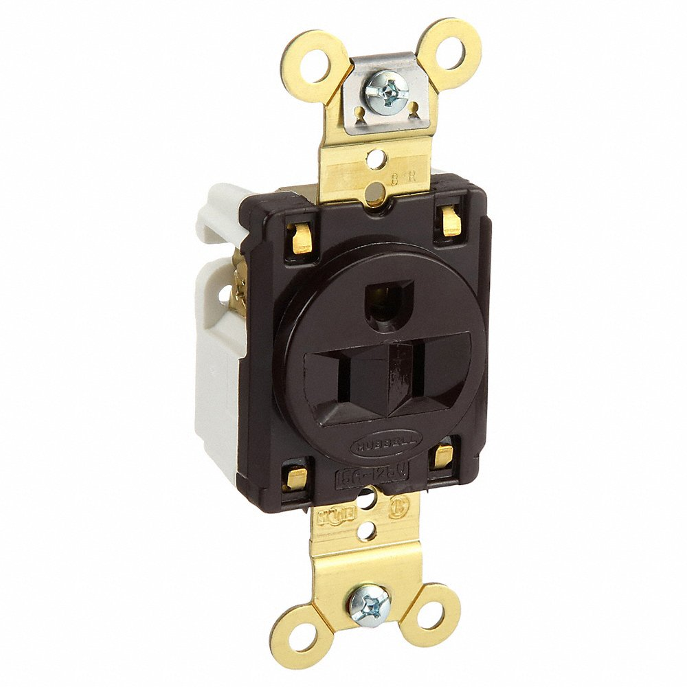 HUBBELL WIRING DEVICE-KELLEMS HBL5261 Straight Receptacle, 15A 125V, 5-15R, Brown, 1 Pk | AB4CXC 1X987