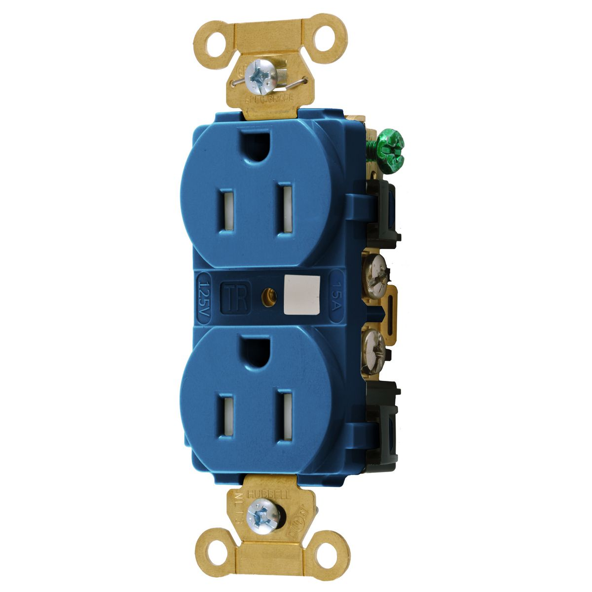 HUBBELL WIRING DEVICE-KELLEMS HBL5262BLTR Straight Receptacle, Duplex, 15A 125V, Blue | BD4CWH