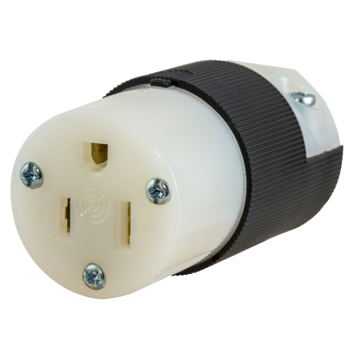 Female Connector, Straight, 15A 125V, 5-15R, Black And White