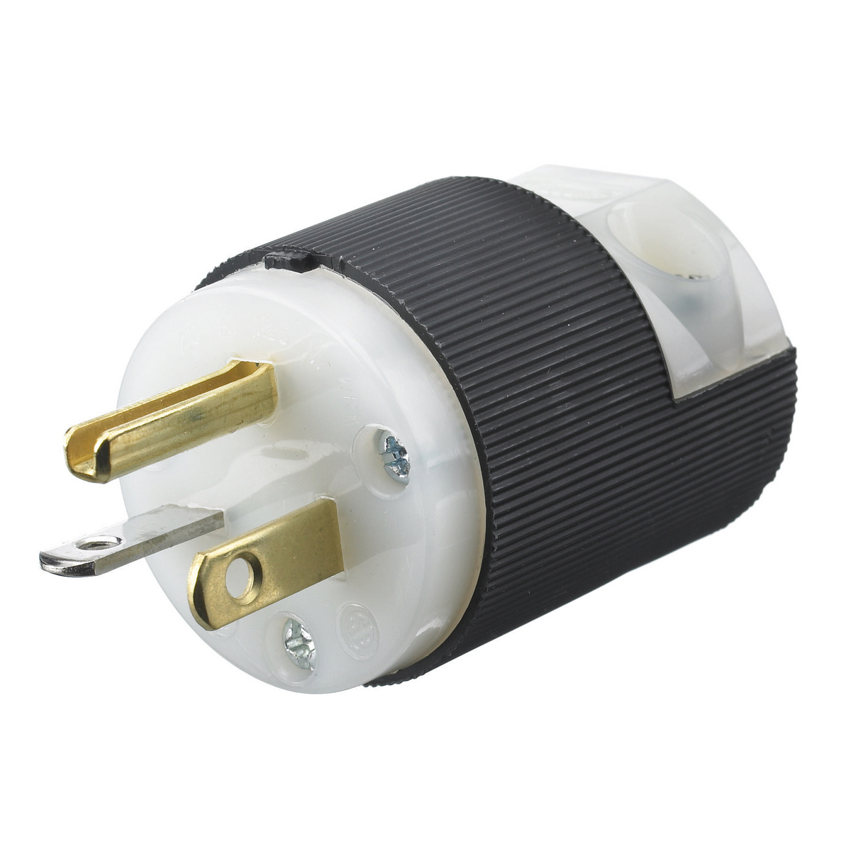 Straight Blade Male Plug, 20A 125V, 5-20P, Black And White