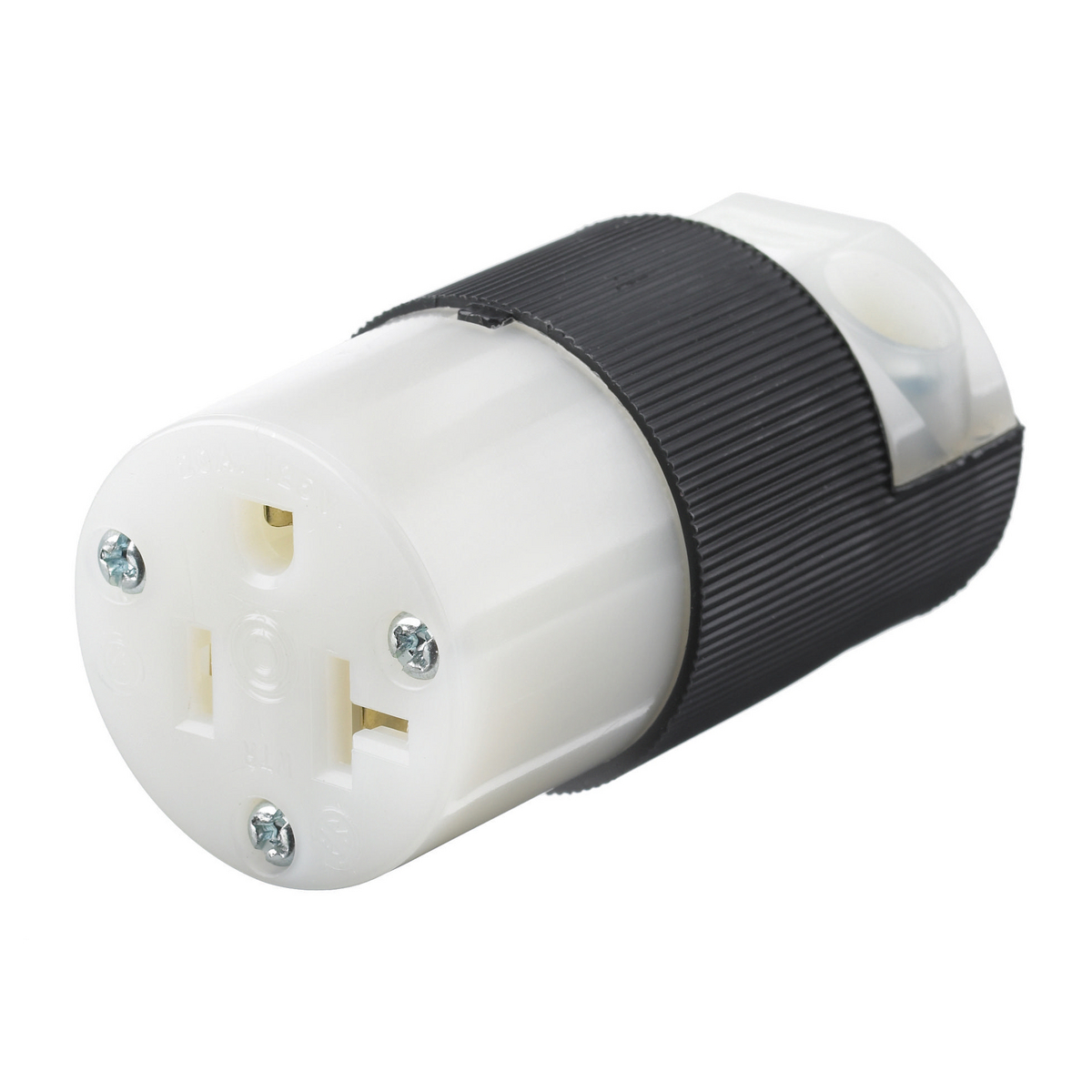 Female Connector, Straight, 20A 125V, 5-20R, Black And White