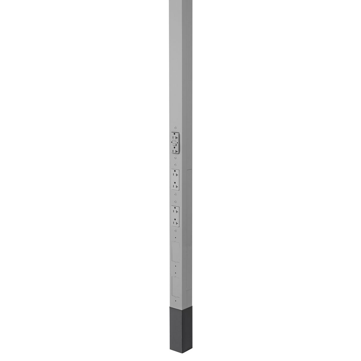 Aluminum Service Poles, 12 Feet 2 Inch Height, 1 GFCI, 2 Decorator Duplexes, Gray
