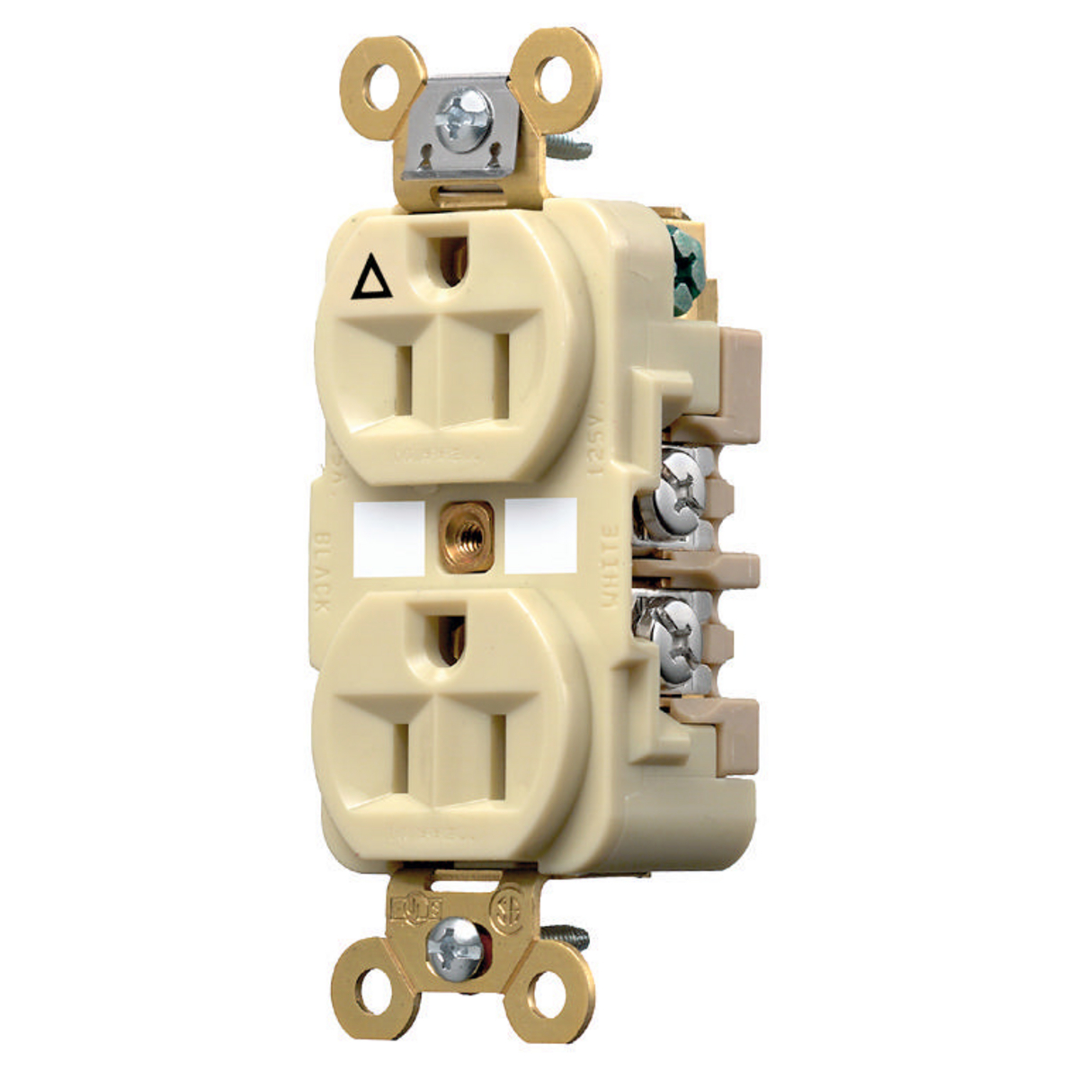 HUBBELL WIRING DEVICE-KELLEMS IG5262I Straight Receptacle, Duplex, Isolated Ground, 15A 125V, Ivory, 1 Pk | AC8QHL 3D402