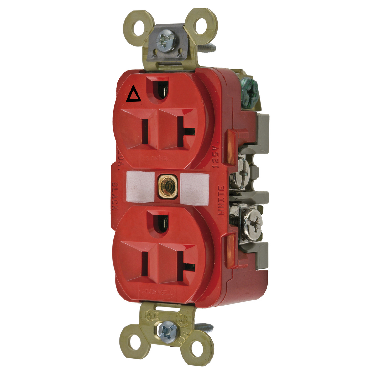 HUBBELL WIRING DEVICE-KELLEMS IG5362R Straight Blade Receptacle, 2-P 3-W Grounding, 20A 125V, 5-20R, Red, 1 Pk | BD4ZWV