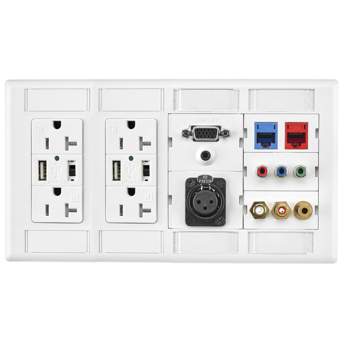 HUBBELL WIRING DEVICE-KELLEMS IMFP2D2W Decorator Plate, Istation Frame, 4-Gang, Two Decorator, Two 3-Unit, White | BD3ZDQ
