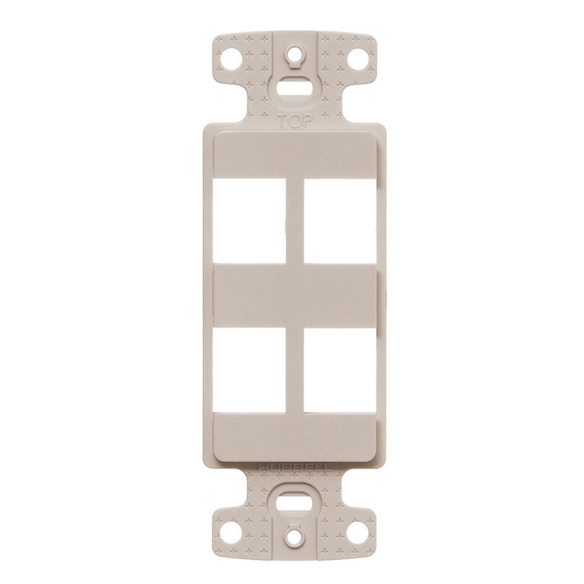 HUBBELL WIRING DEVICE-KELLEMS NS614LA Decorator Frame Plate, 4-Port, Light Almond | CE6PLD