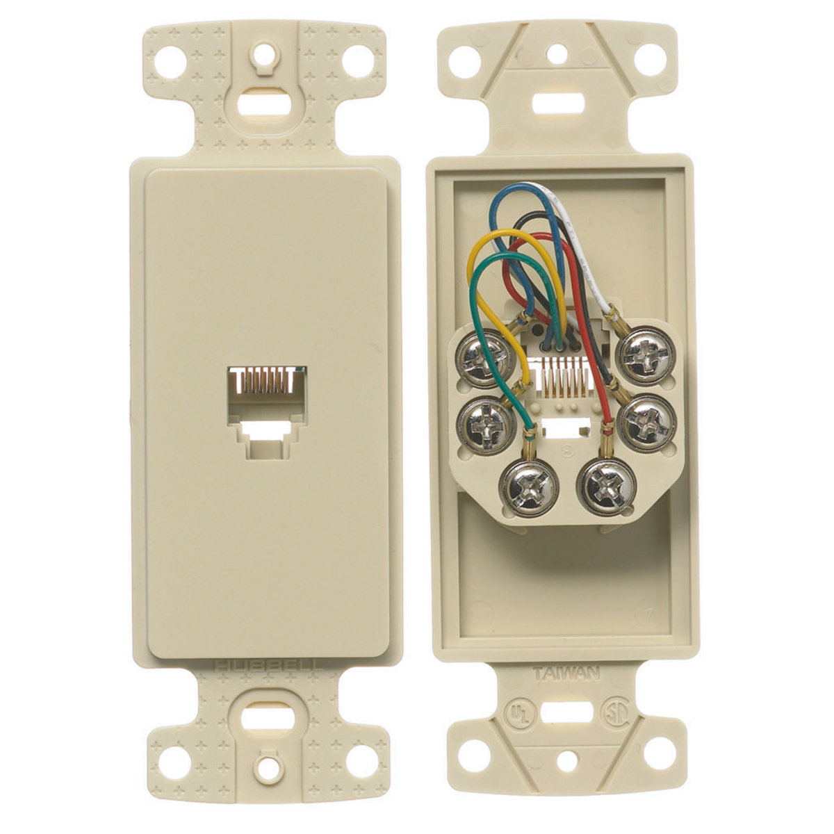 HUBBELL WIRING DEVICE-KELLEMS NS771I Plate, 1-Gang Frame, With Jack, 6-Position 6-Conductor, Screw Terminal | CE6PLZ