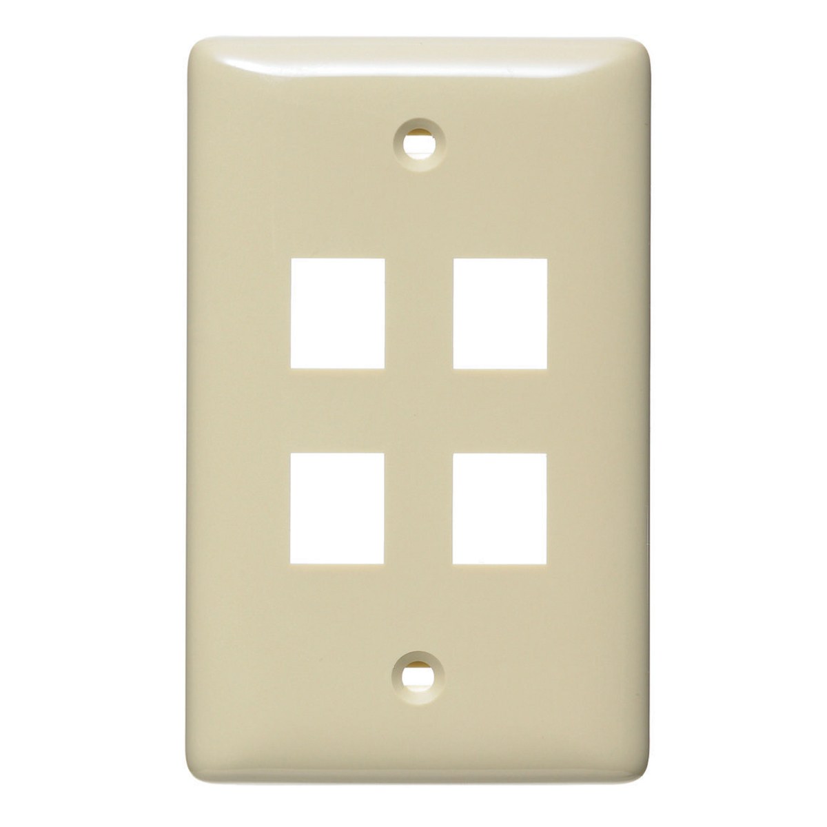 HUBBELL WIRING DEVICE-KELLEMS NSP14I Wall Plate, Without Label, 1-Gang, 4-Port, Electric Ivory | BD3HTG
