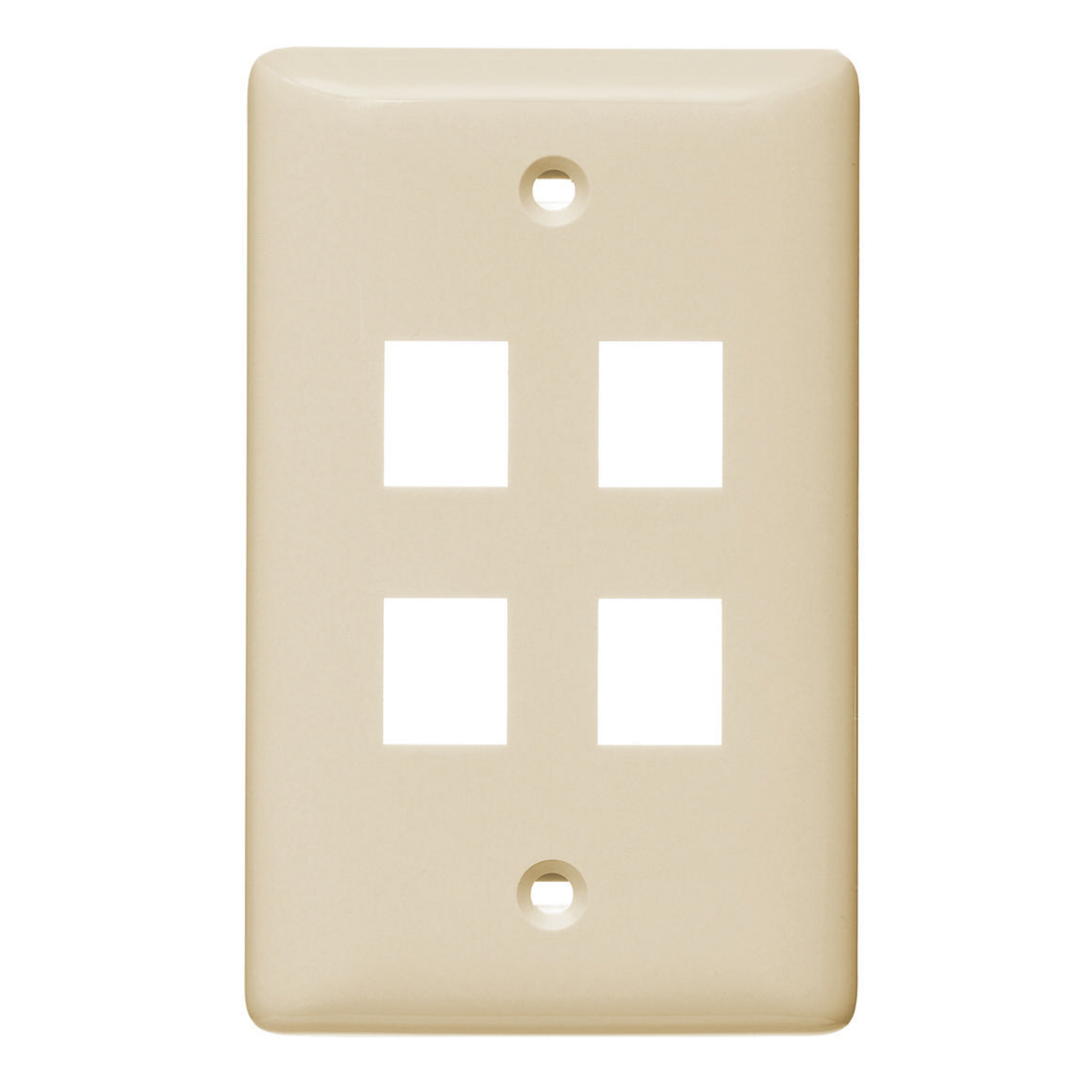 HUBBELL WIRING DEVICE-KELLEMS NSP14LA Wall Plate, Without Label, 1-Gang, 4-Port, Light Almond | BC9NVQ