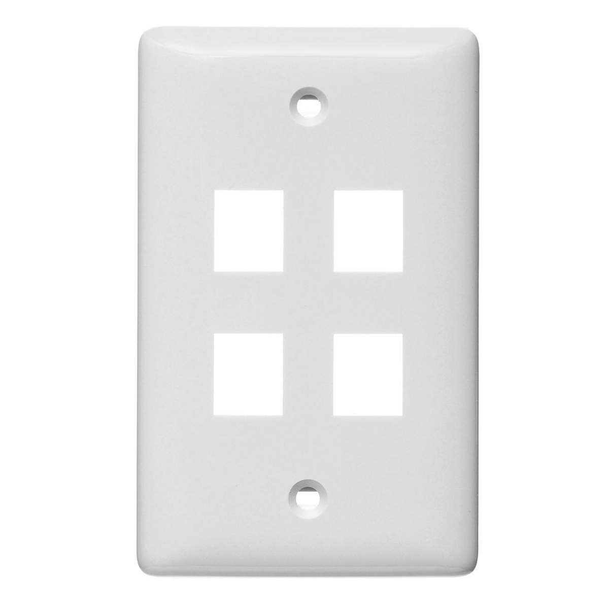 HUBBELL WIRING DEVICE-KELLEMS NSP14W Wall Plate, Without Label, 1-Gang, 4-Port, White | BC9QJW