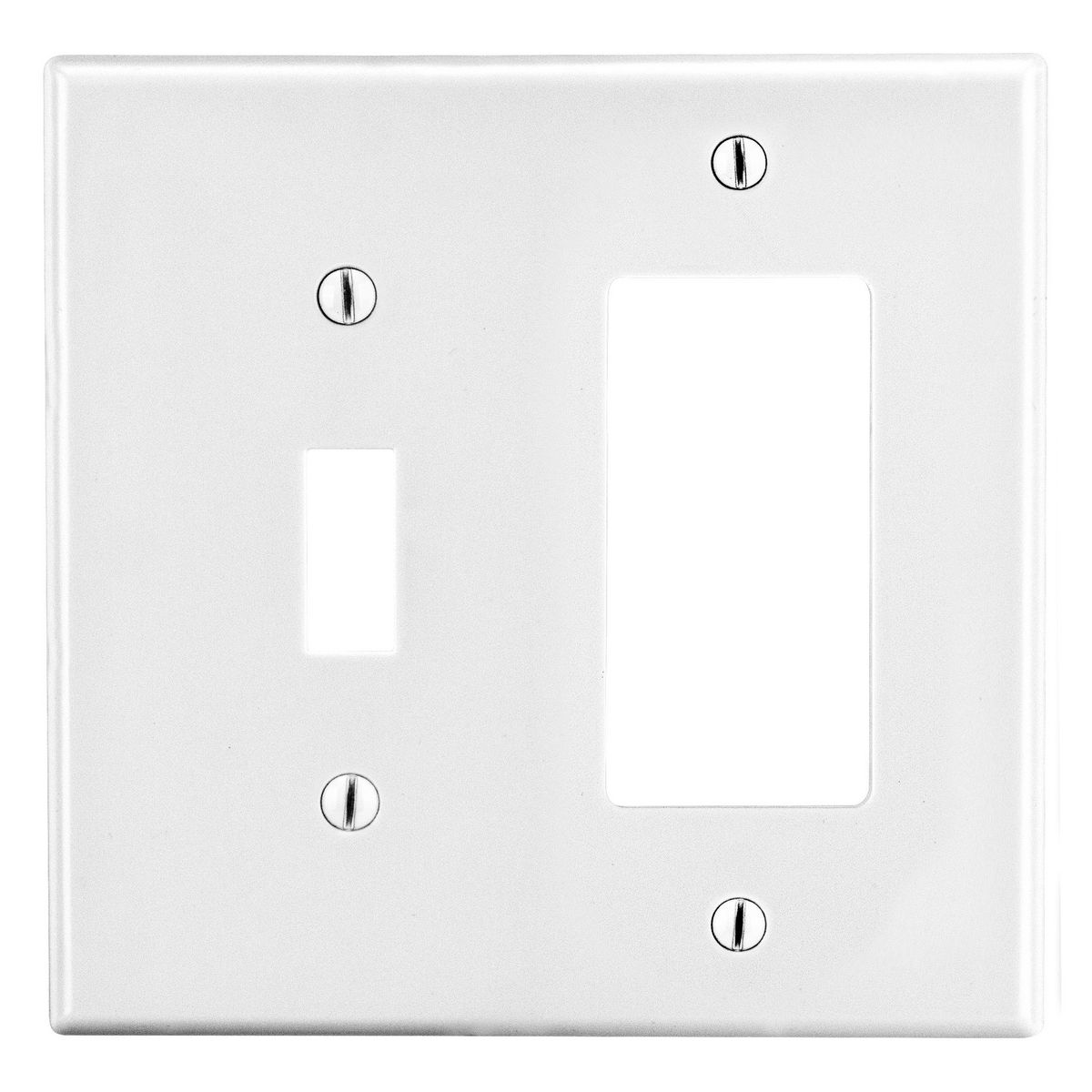 HUBBELL WIRING DEVICE-KELLEMS P126W Toggle Switch/Rocker Wall Plate, White, 2 Gangs | CH6QQV 55KT98