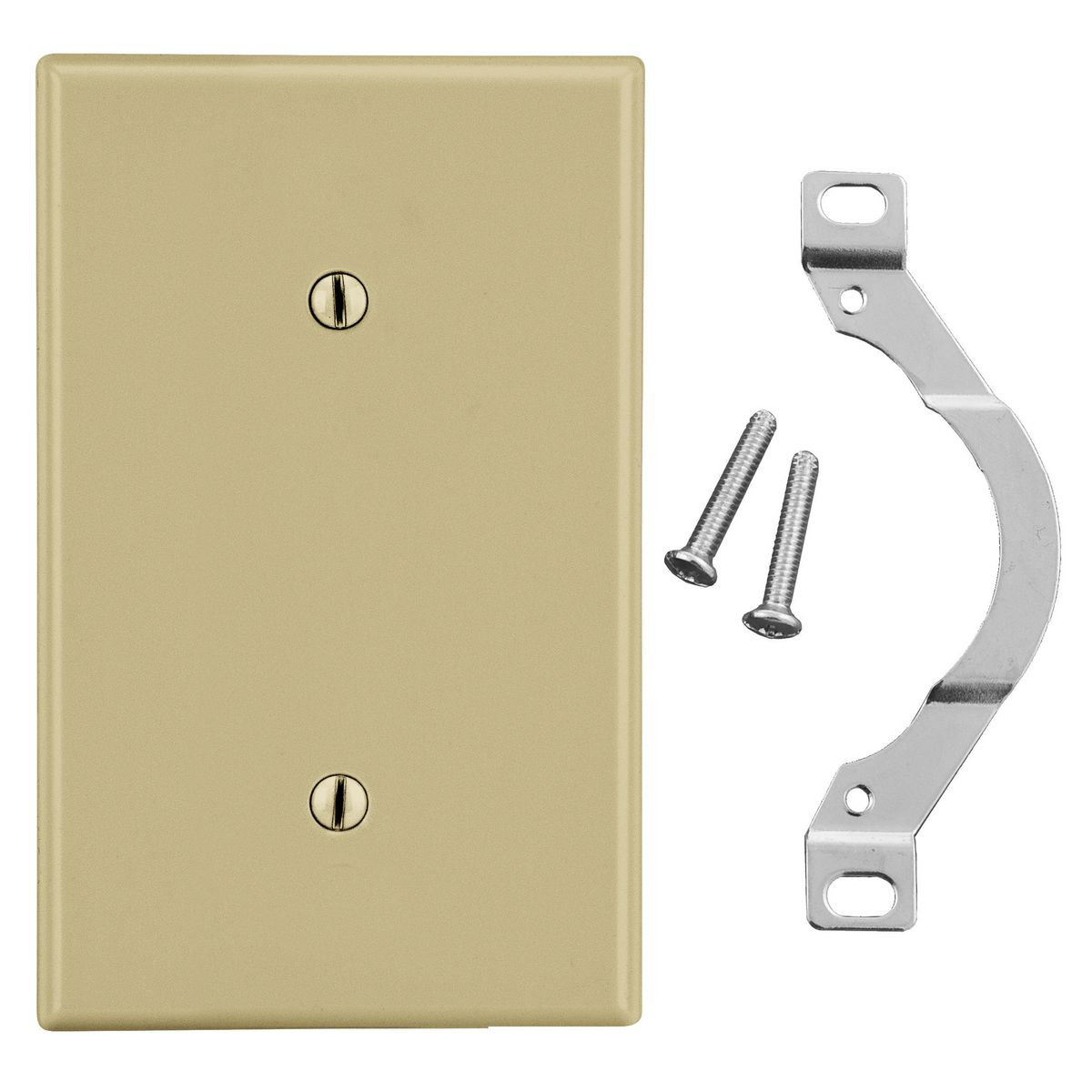 HUBBELL WIRING DEVICE-KELLEMS P14I Blank Strap Mount Wall Plate, Ivory, 1 Gang | CH6QTZ 55KR85