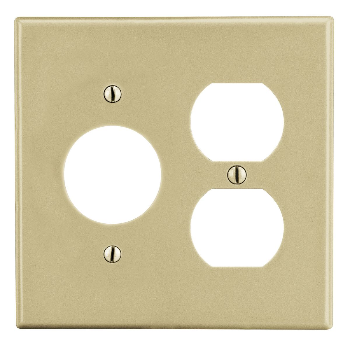 HUBBELL WIRING DEVICE-KELLEMS P78I Duplex Receptacle Wall Plate, 2 Gangs, Ivory, Plastic, Smooth | CJ2AZZ 55KT80