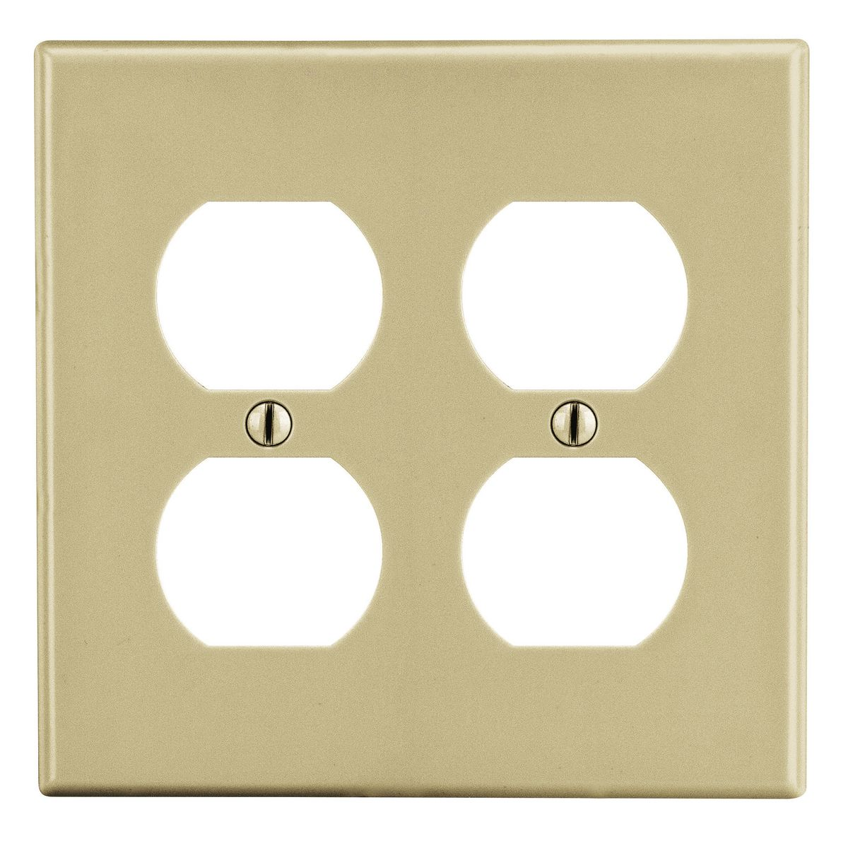 HUBBELL WIRING DEVICE-KELLEMS P82I Duplex Receptacle Wall Plate, Ivory, 2 Gangs | CH6QZT 55KT38