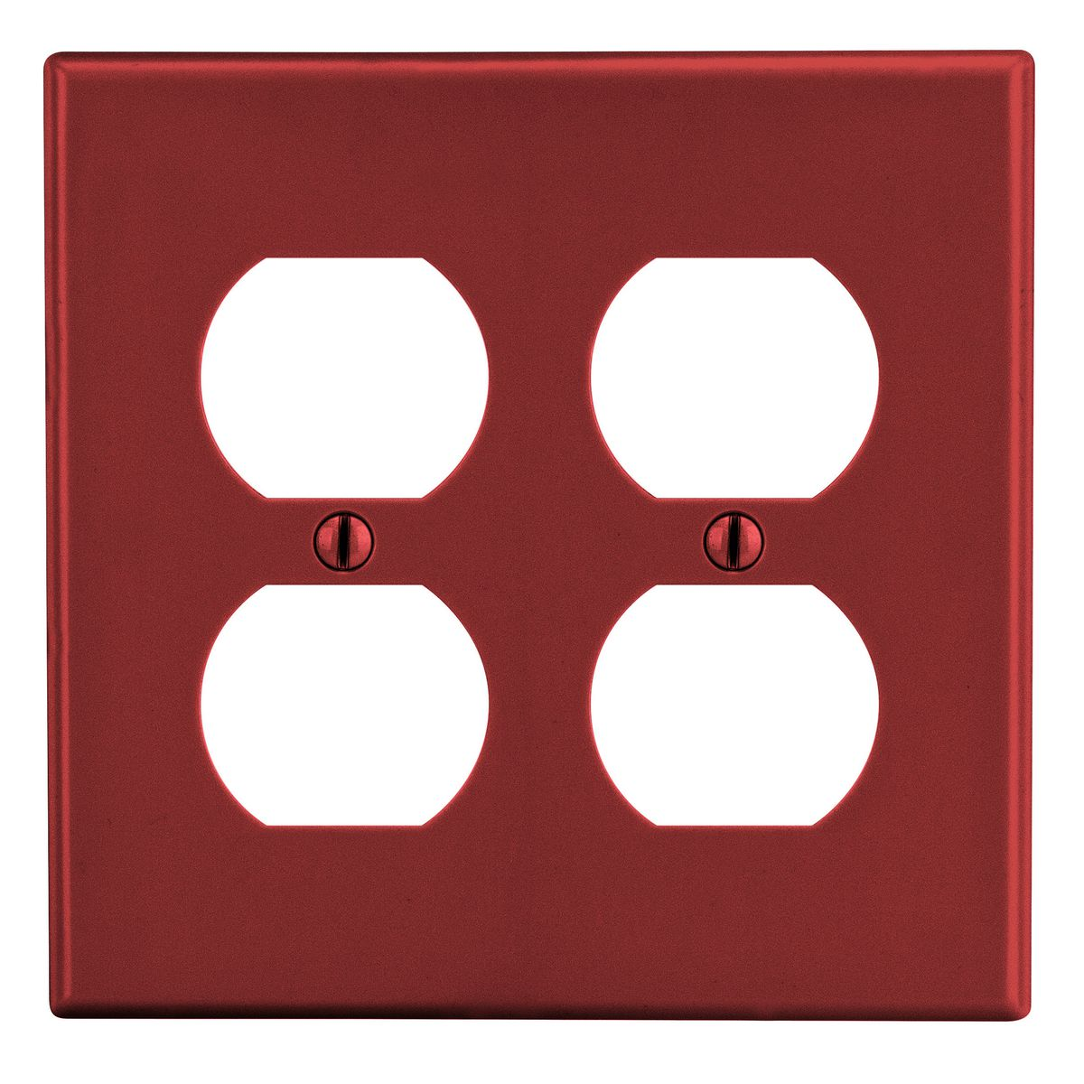 HUBBELL WIRING DEVICE-KELLEMS P82R Duplex Receptacle Wall Plate, Red, 2 Gangs | CH6QZU 55KT39