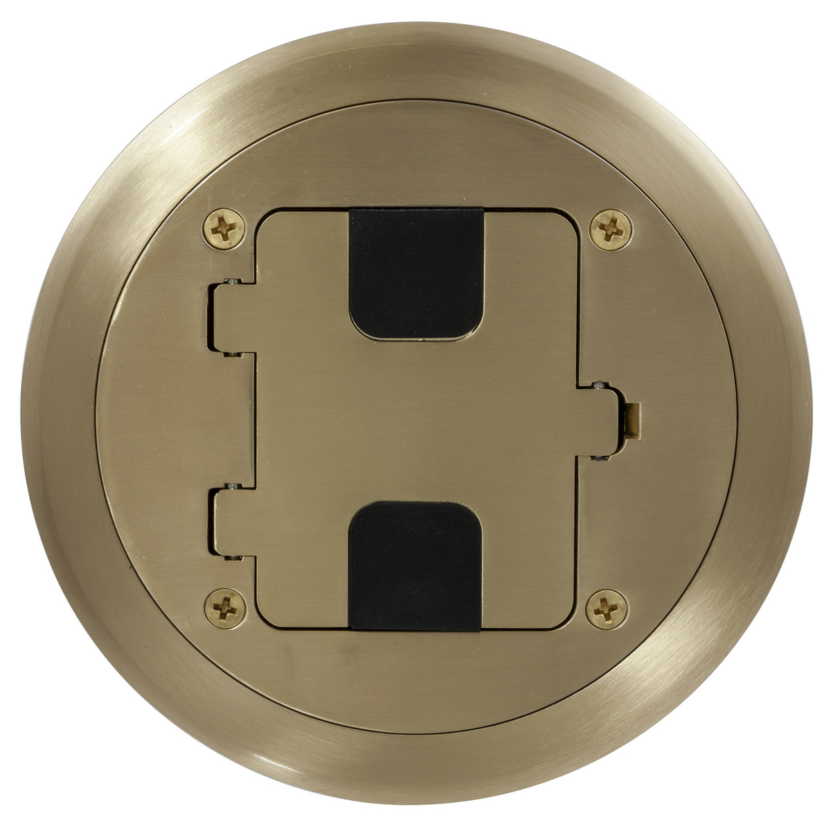 HUBBELL WIRING DEVICE-KELLEMS RF406BP Floor Box Flange And Door, Brass Finish | BD3ZEU