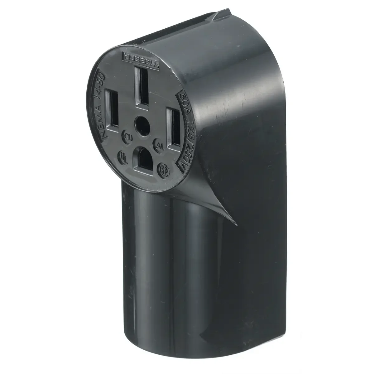 HUBBELL WIRING DEVICE-KELLEMS RR450 Receptacle, Single, 50A, 125/250V, 3-Pole, Surface Mount, Black | BC8WPF