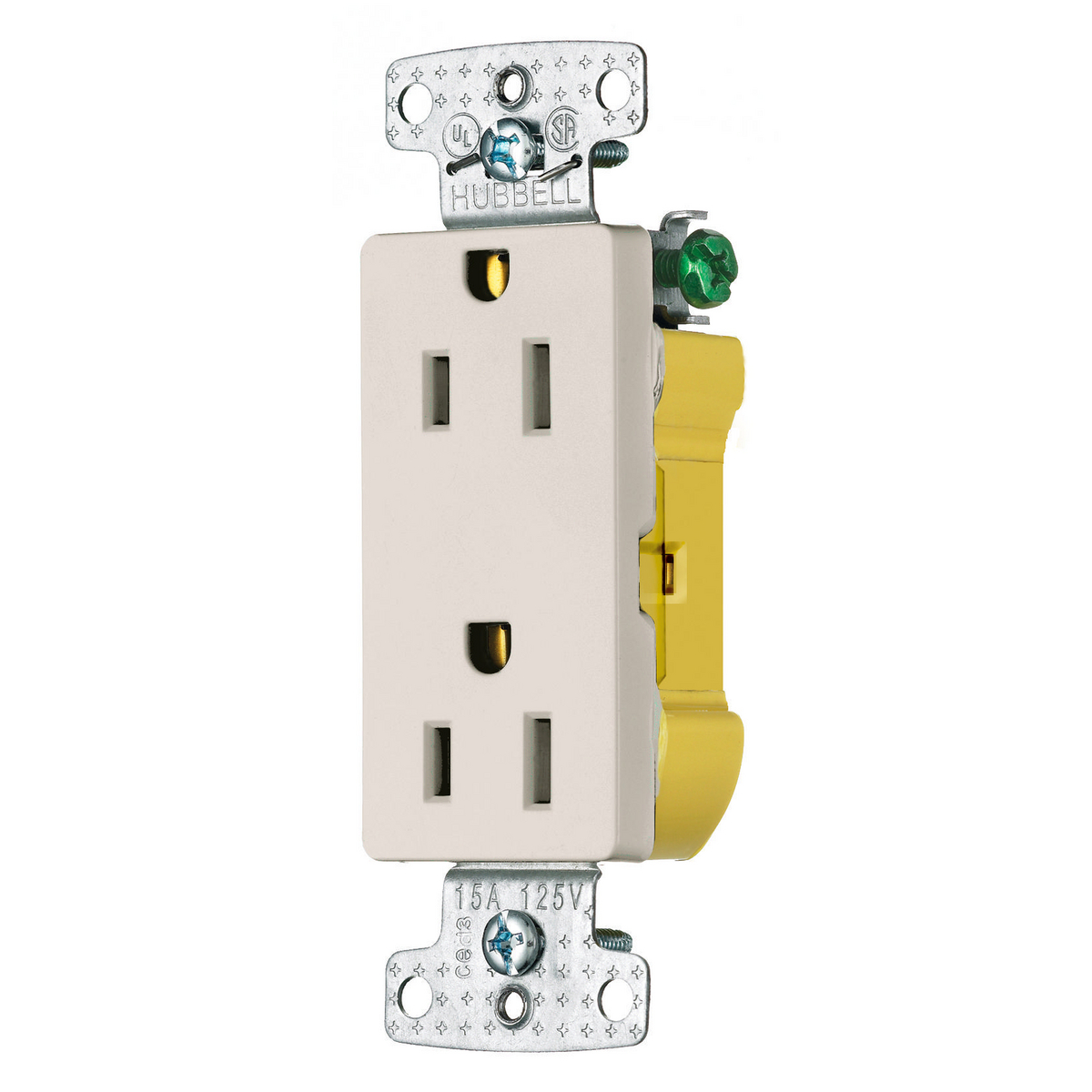 Decorator Duplex Receptacle, 15A, 125V, Light Almond
