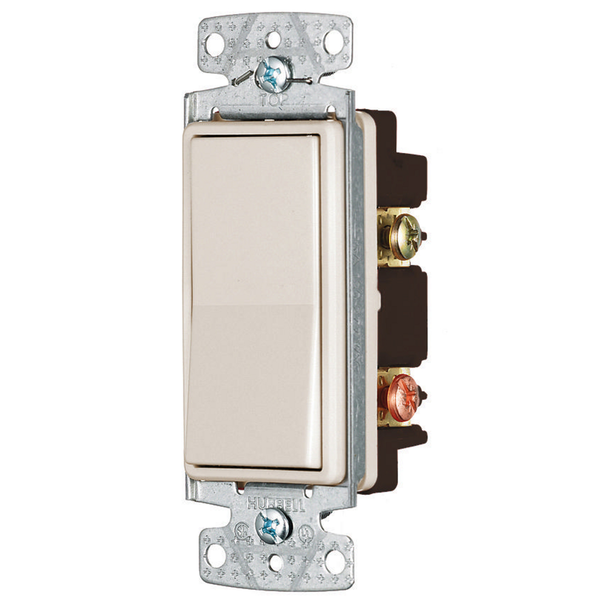 HUBBELL WIRING DEVICE-KELLEMS RSD215LA Rocker, Double Pole, 15A, 120/277VAC, Light Almond | BC7RRW