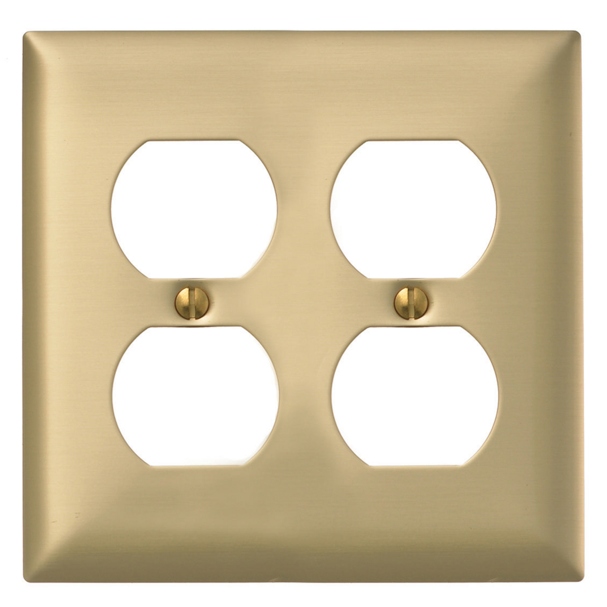 HUBBELL WIRING DEVICE-KELLEMS SB82 Wallplate, 2-Gang, 2 Duplex Openings, Standard Size, Brass | AD7AQH 4D159