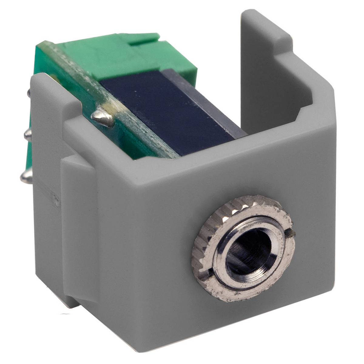 HUBBELL WIRING DEVICE-KELLEMS SF35STGY Stereo Keystone Jack, 3.5mm, Screw Terminals, Gray | CE6NAH