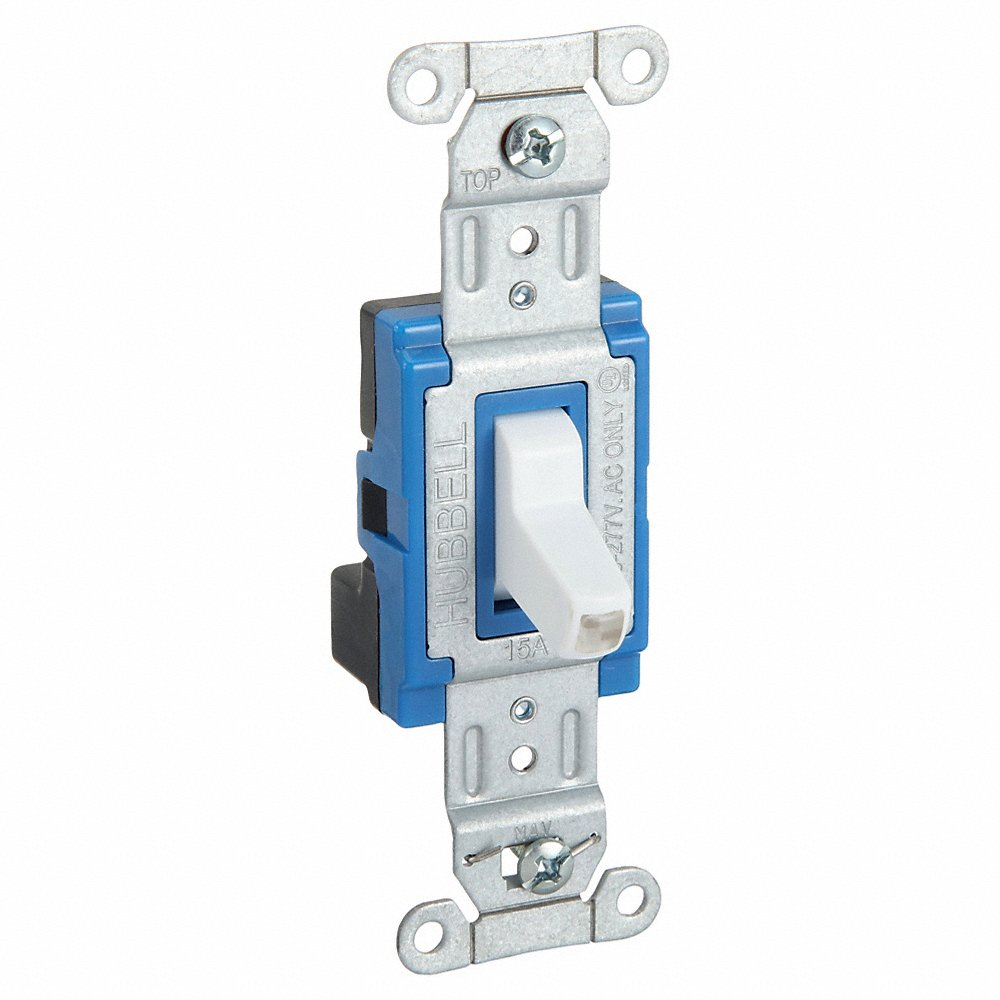 HUBBELL WIRING DEVICE-KELLEMS SNAP1203ILWNA Toggle Switch, Three Way, 15A, 120/277VAC, White | AC4XEK 31A440