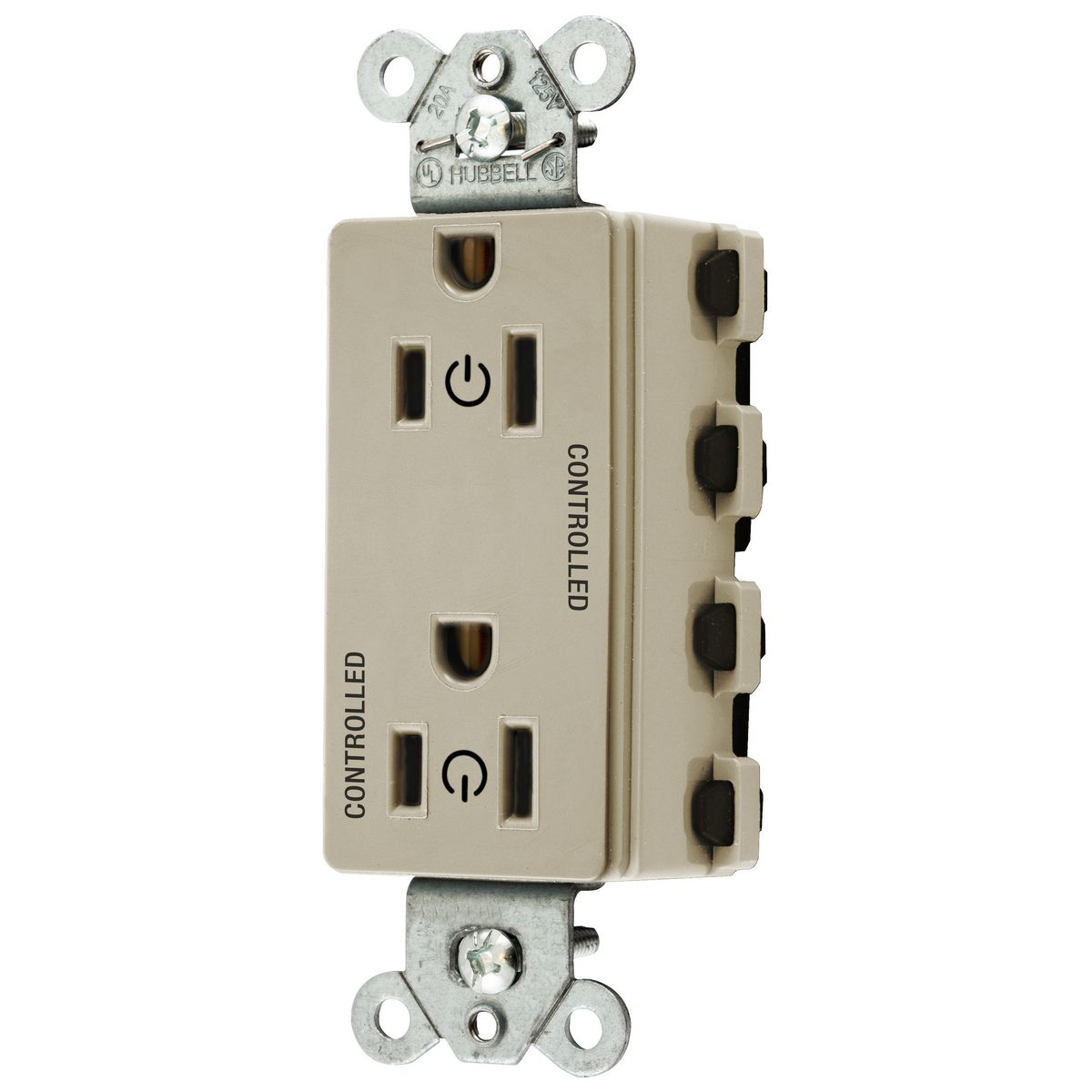 HUBBELL WIRING DEVICE-KELLEMS SNAP2152C2I Style Line Receptacle, 15A 125V, 2-P 3-W Grounding, Nylon, Ivory | BD4NBA