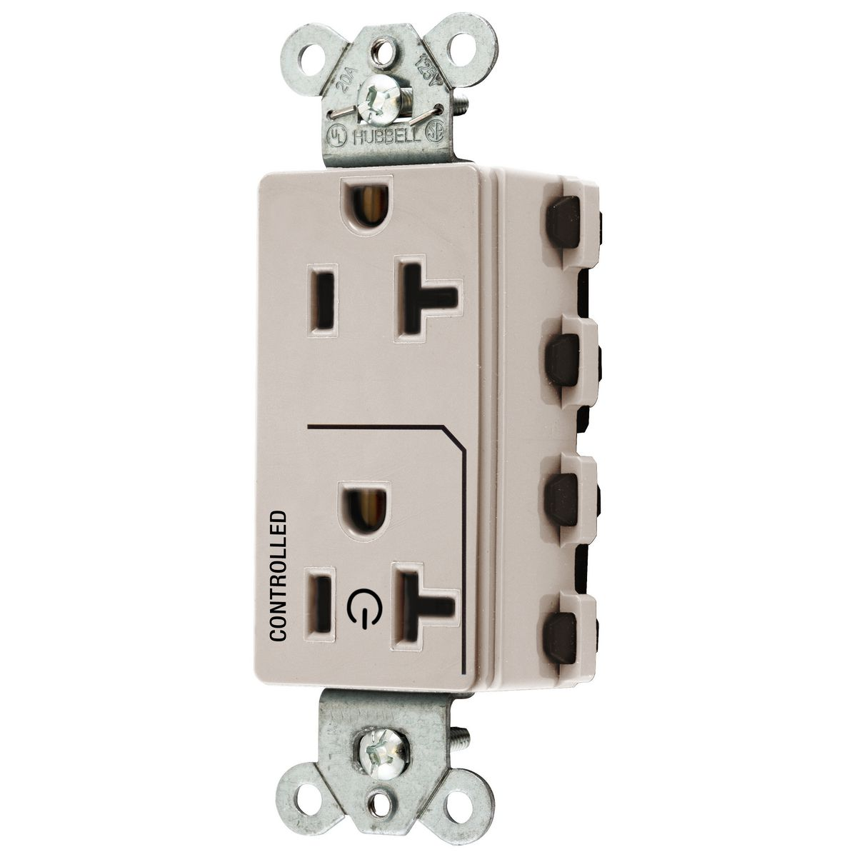 HUBBELL WIRING DEVICE-KELLEMS SNAP2162C1LA Style Line Receptacle, 20A 125V, 2-P 3-W Grounding, Nylon, Light Almond | BD3KZB