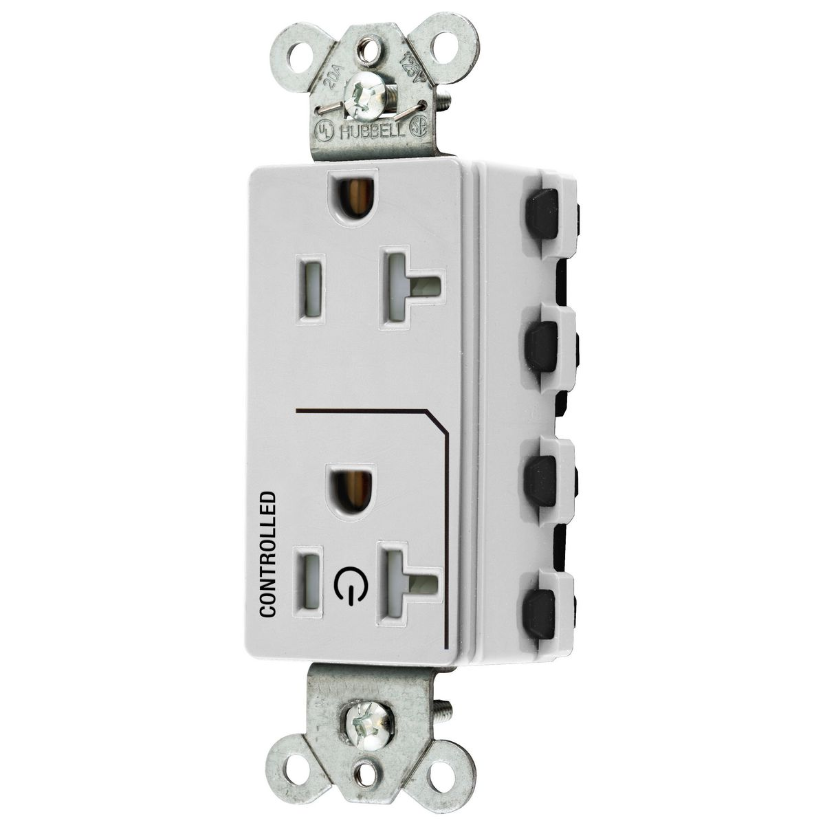 HUBBELL WIRING DEVICE-KELLEMS SNAP2162C1WTRA Style Line Receptacle, 20A 125V, 2-P 3-W Grounding, Nylon, White | CE6QCX