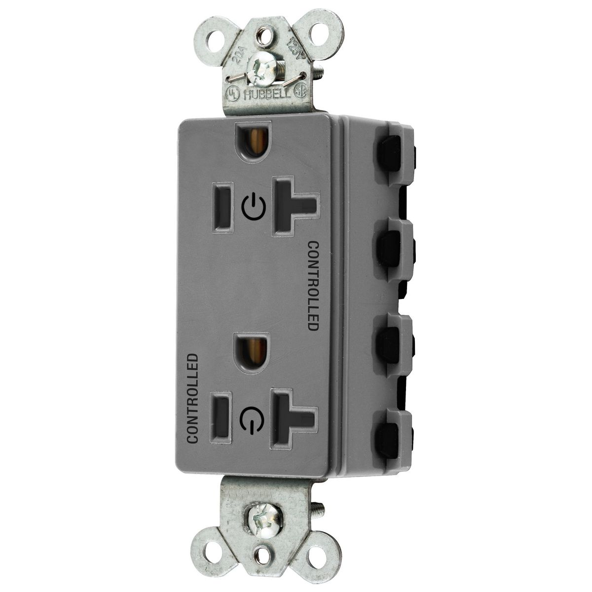 HUBBELL WIRING DEVICE-KELLEMS SNAP2162C2GY Style Line Receptacle, 20A 125V, 2-P 3-W Grounding, Nylon, Gray | BD3XGC