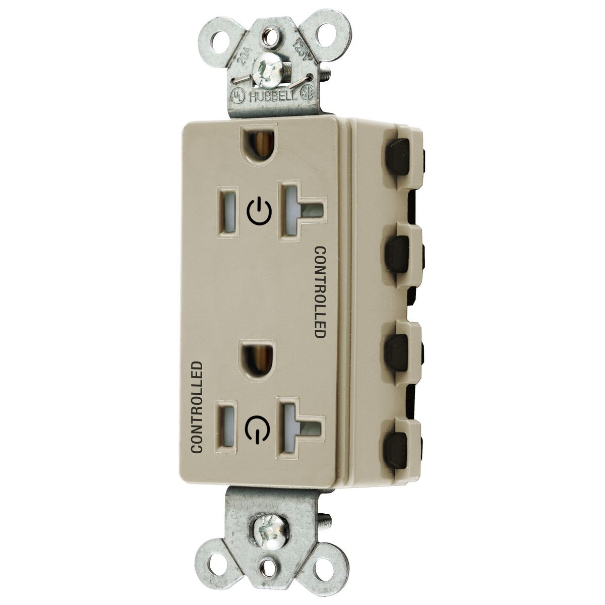 HUBBELL WIRING DEVICE-KELLEMS SNAP2162C2ITRA Style Line Receptacle, 20A 125V, 2-P 3-W Grounding, Nylon, Ivory | CE6QDD