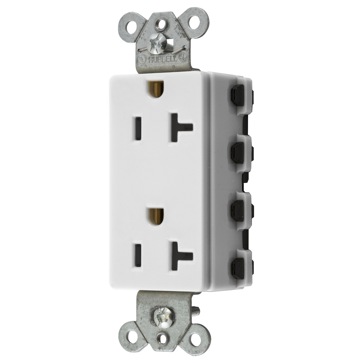 HUBBELL WIRING DEVICE-KELLEMS SNAP2162WA Style Line Receptacle, 20A 125V, 2-P 3-W Grounding, 5-20R, Nylon, White | CE6QDV
