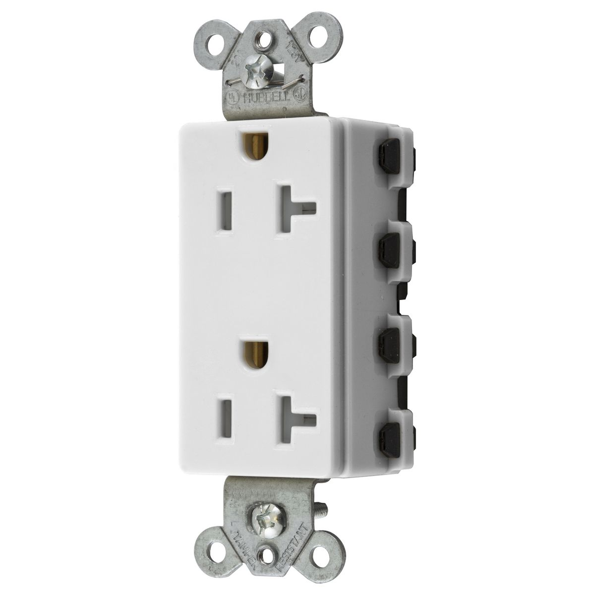 HUBBELL WIRING DEVICE-KELLEMS SNAP2162WTRA Style Line Receptacle, 20A 125V, 2-P 3-W Grounding, 5-20R, Nylon, White | BD4QLA
