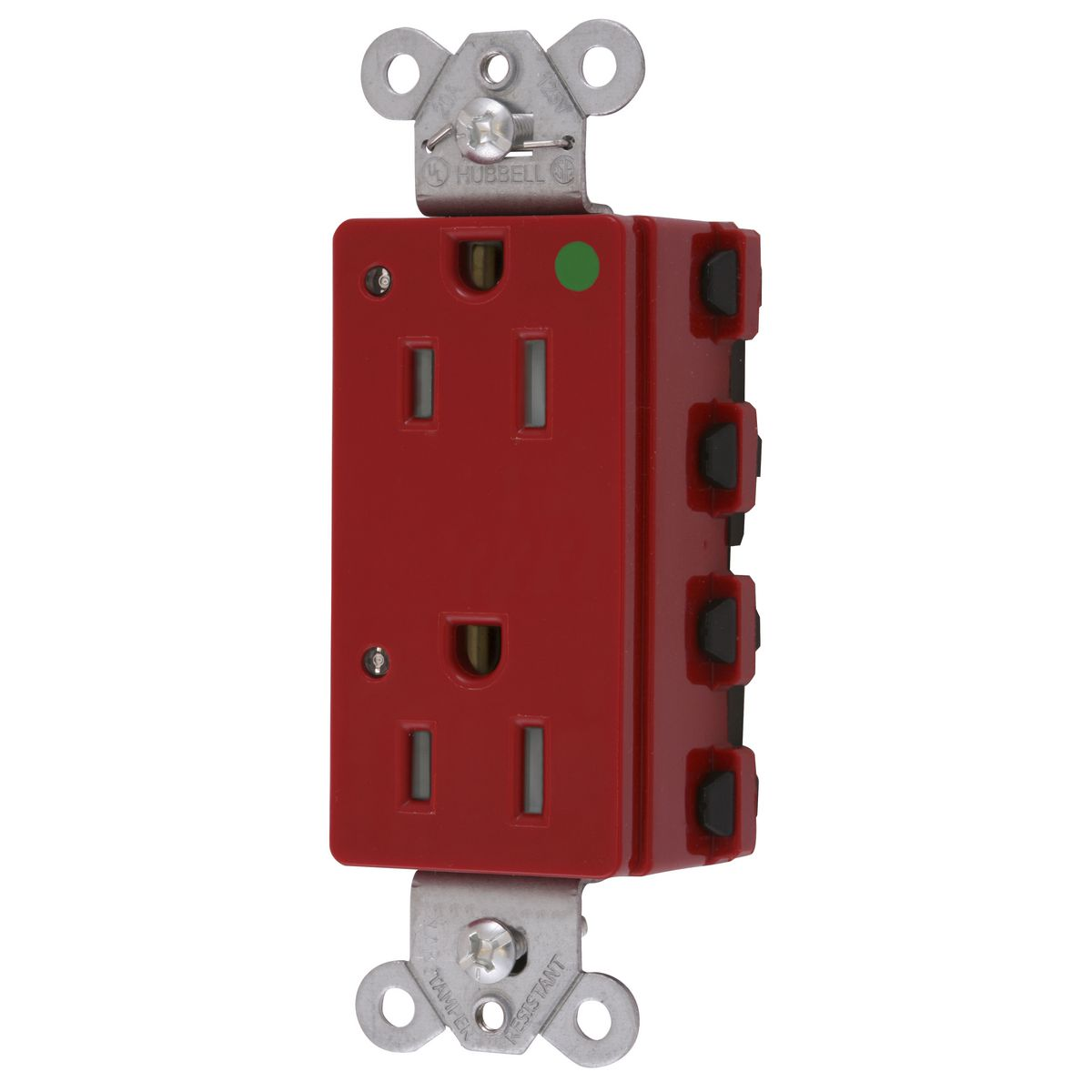 HUBBELL WIRING DEVICE-KELLEMS SNAP2172RLTRA Style Line Receptacle, 15A 125V, 2-P 3-W Grounding, 5-15R, Nylon, Red | BD3WJP