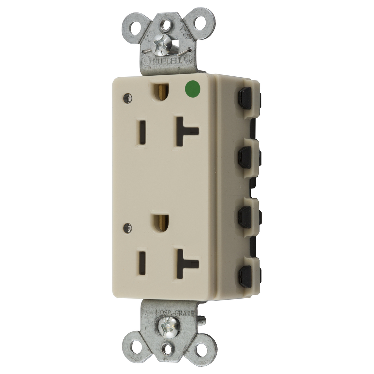 HUBBELL WIRING DEVICE-KELLEMS SNAP2182IL Style Line Receptacle, 20A 125V, 2-P 3-W Grounding, 5-20R, Nylon, Ivory | CE6QEX