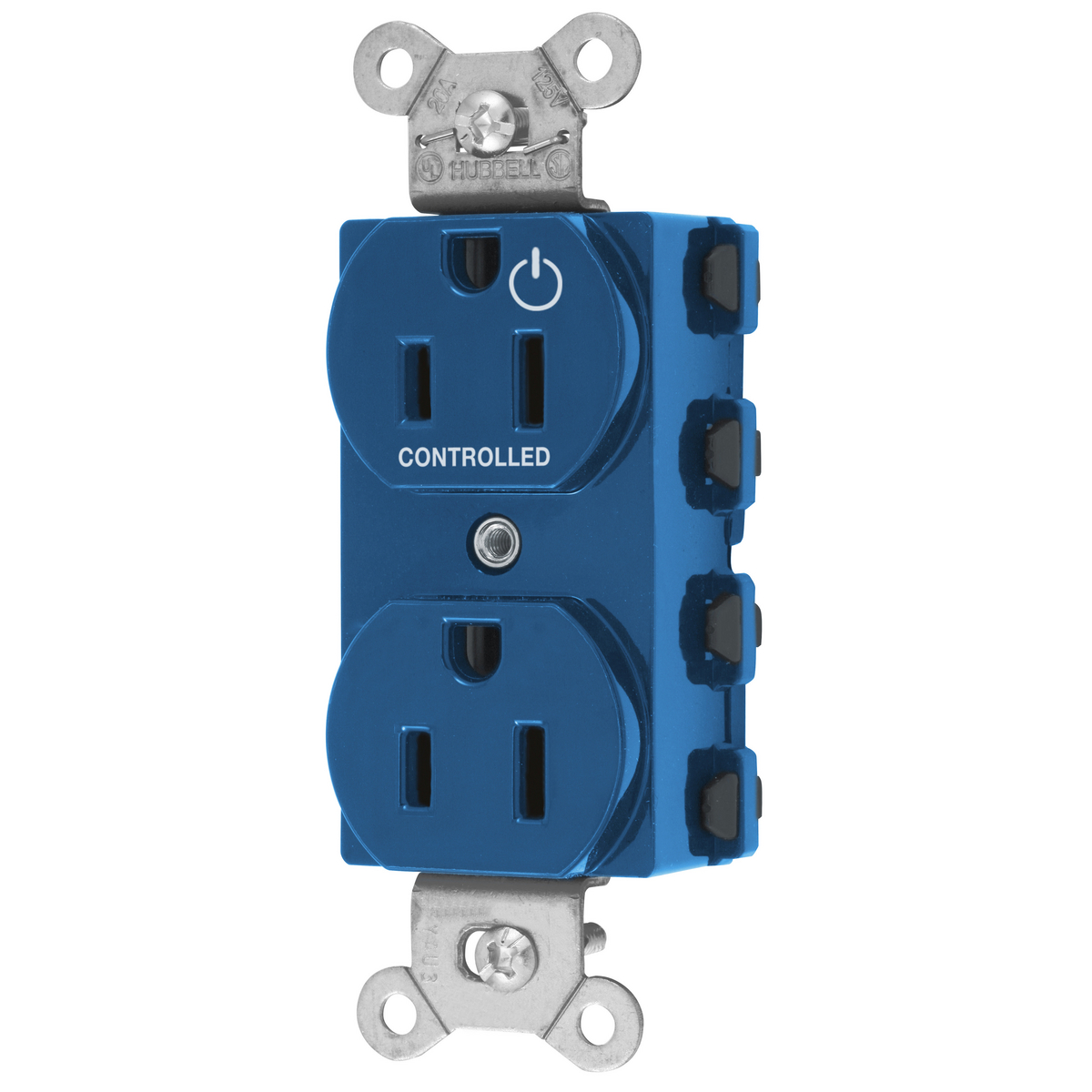 HUBBELL WIRING DEVICE-KELLEMS SNAP5262C1BL Straight Receptacle, 15A 125V, 2P - 3W Grounding, Nylon, Blue | CE6QFK