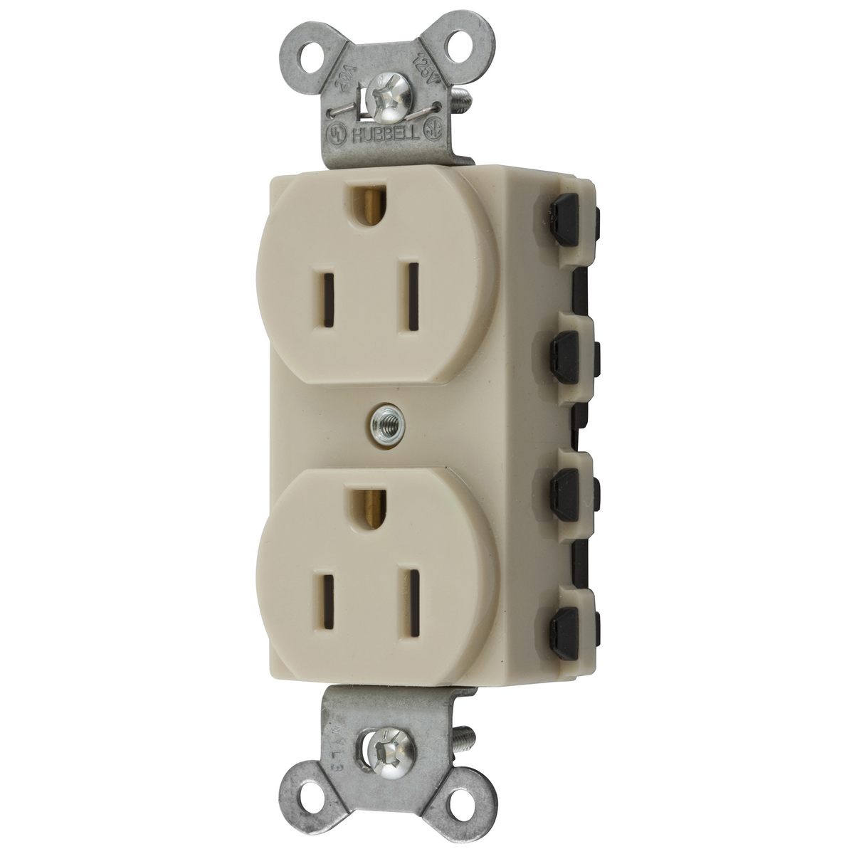 HUBBELL WIRING DEVICE-KELLEMS SNAP5262INA Straight Receptacle, 15A 125V, 5-15R, Nylon, Ivory | BD3WJT