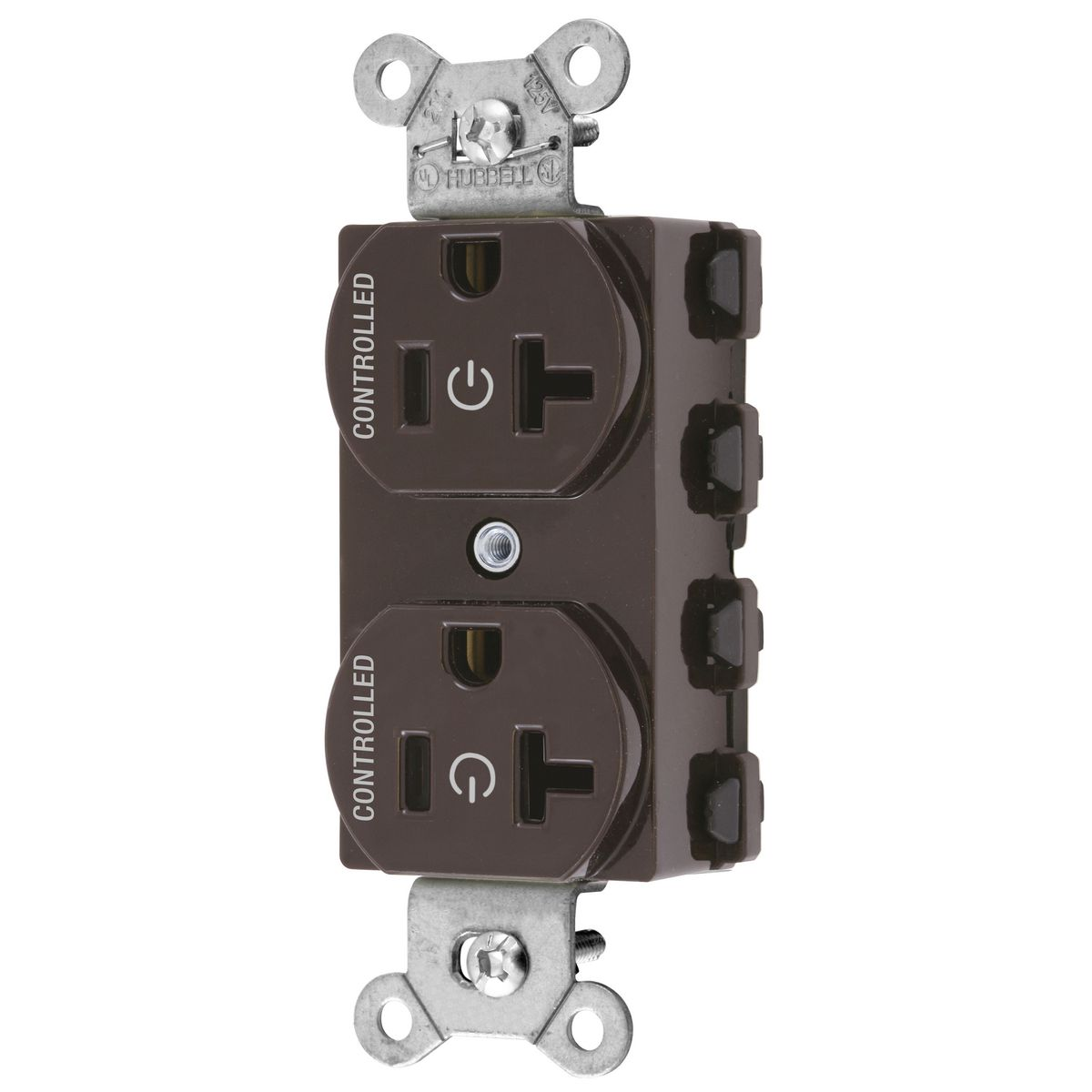 HUBBELL WIRING DEVICE-KELLEMS SNAP5362C2 Straight Receptacle, 20A 125V, 2P - 3W Grounding, Nylon, Brown | BD3UCZ