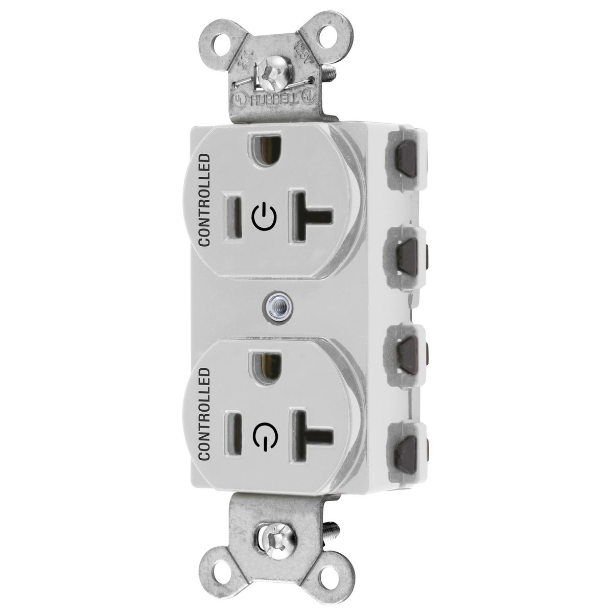 HUBBELL WIRING DEVICE-KELLEMS SNAP5362C2W Straight Receptacle, 20A 125V, 2-Pole 3-Wire Grounding, 5-20R, Nylon, White | BD4JMZ