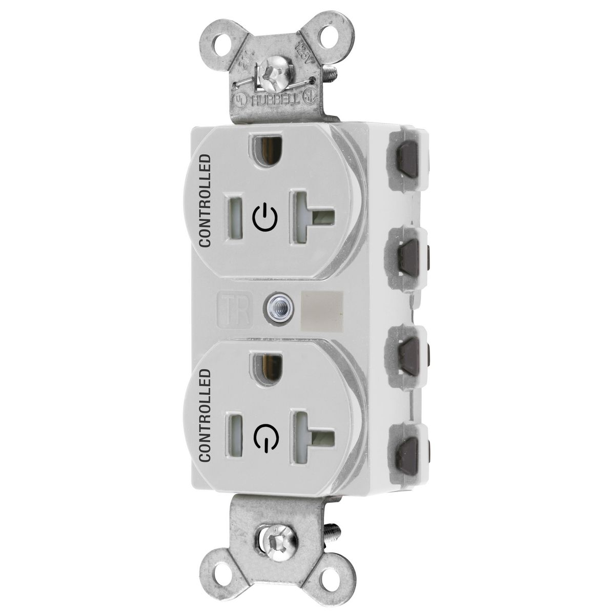 HUBBELL WIRING DEVICE-KELLEMS SNAP5362C2WTRA Straight Receptacle, 20A 125V, 2-Pole 3-Wire Grounding, 5-20R, Nylon, White | CE6QHP