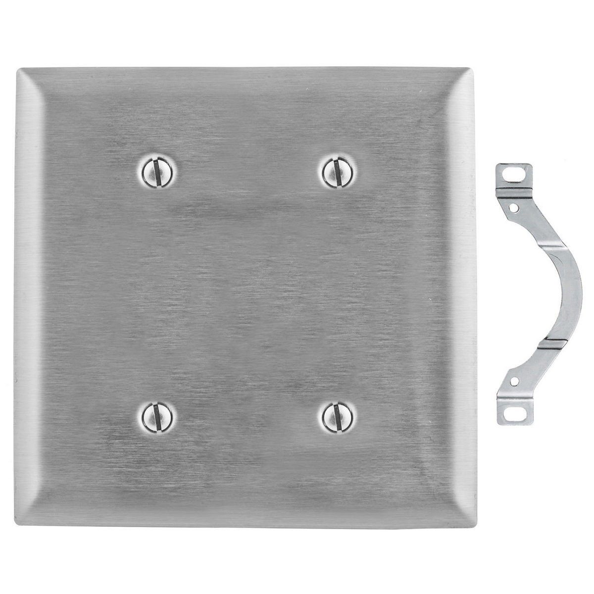 HUBBELL WIRING DEVICE-KELLEMS SS24 Wallplate, 2-Gang, Blank, Standard Size, Stainless Steel | BD3QAA