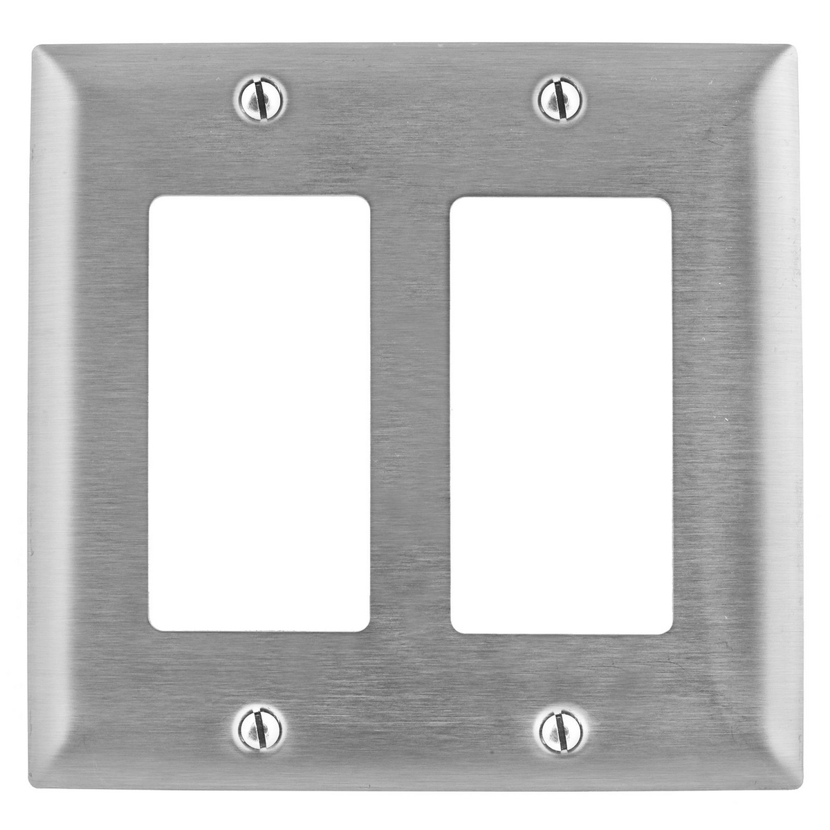 HUBBELL WIRING DEVICE-KELLEMS SS262 Wall Plate, 2- Gang, Two Gfci Opening, Standard Size, Ss | AE3BWX 5C236