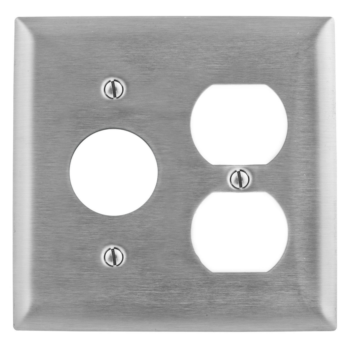 HUBBELL WIRING DEVICE-KELLEMS SS78 Wallplate, 2-Gang, 1 Duplex, 1.40 Inch Openings, Standard Size, Stainless Steel | AD7ATT 4D533