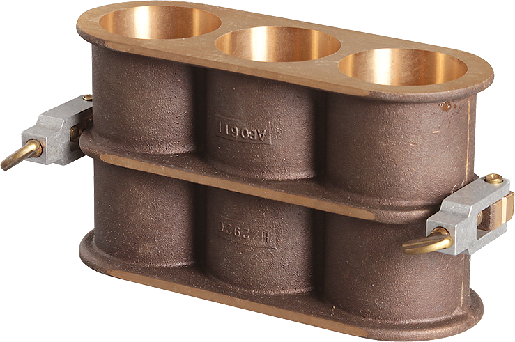Concrete Cylinder Mold, 51 x 102mm, 3-Gang, Bronze
