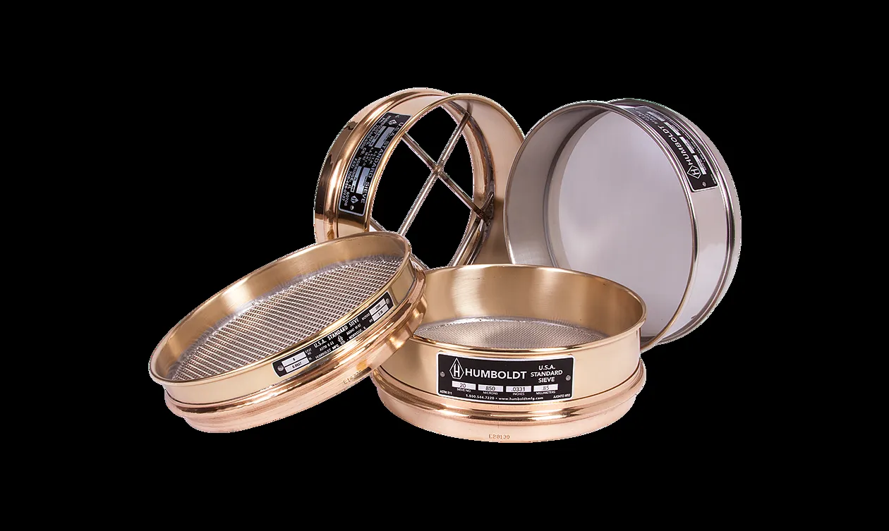 Sieve, 8 Inch Diameter, Half height, Brass Frame, Brass Mesh